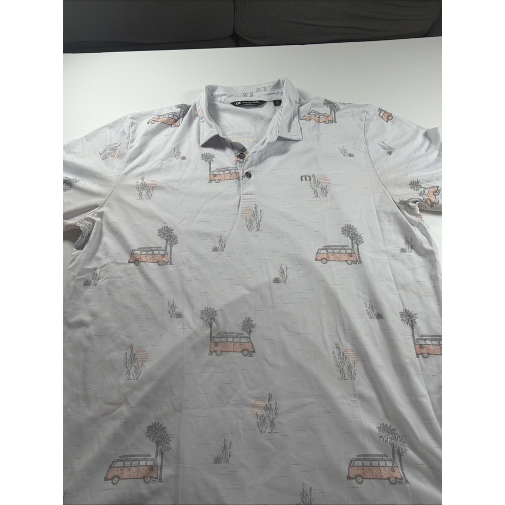Travis Mathew Polo Shirt Mens 2XL Printed Short Sleeve Golf Performance